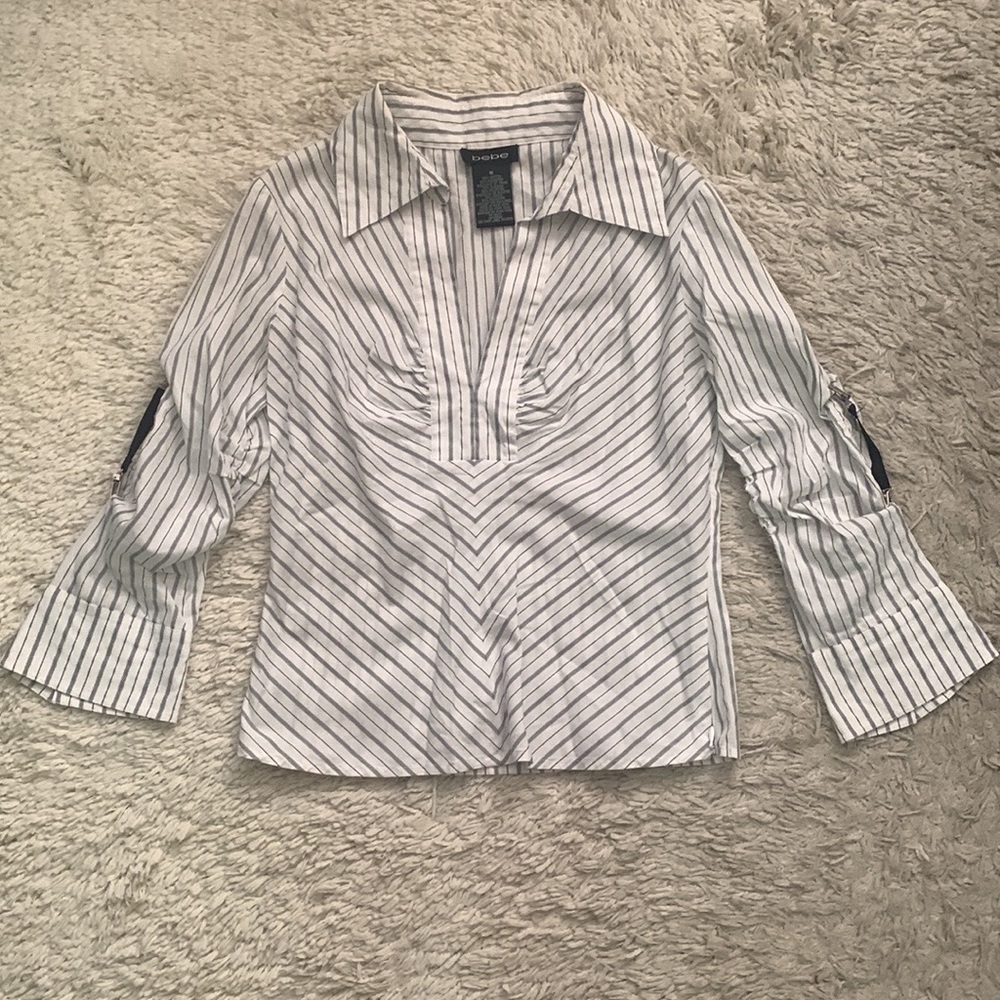 Y2K bebe White pinstripe Suspender Top
